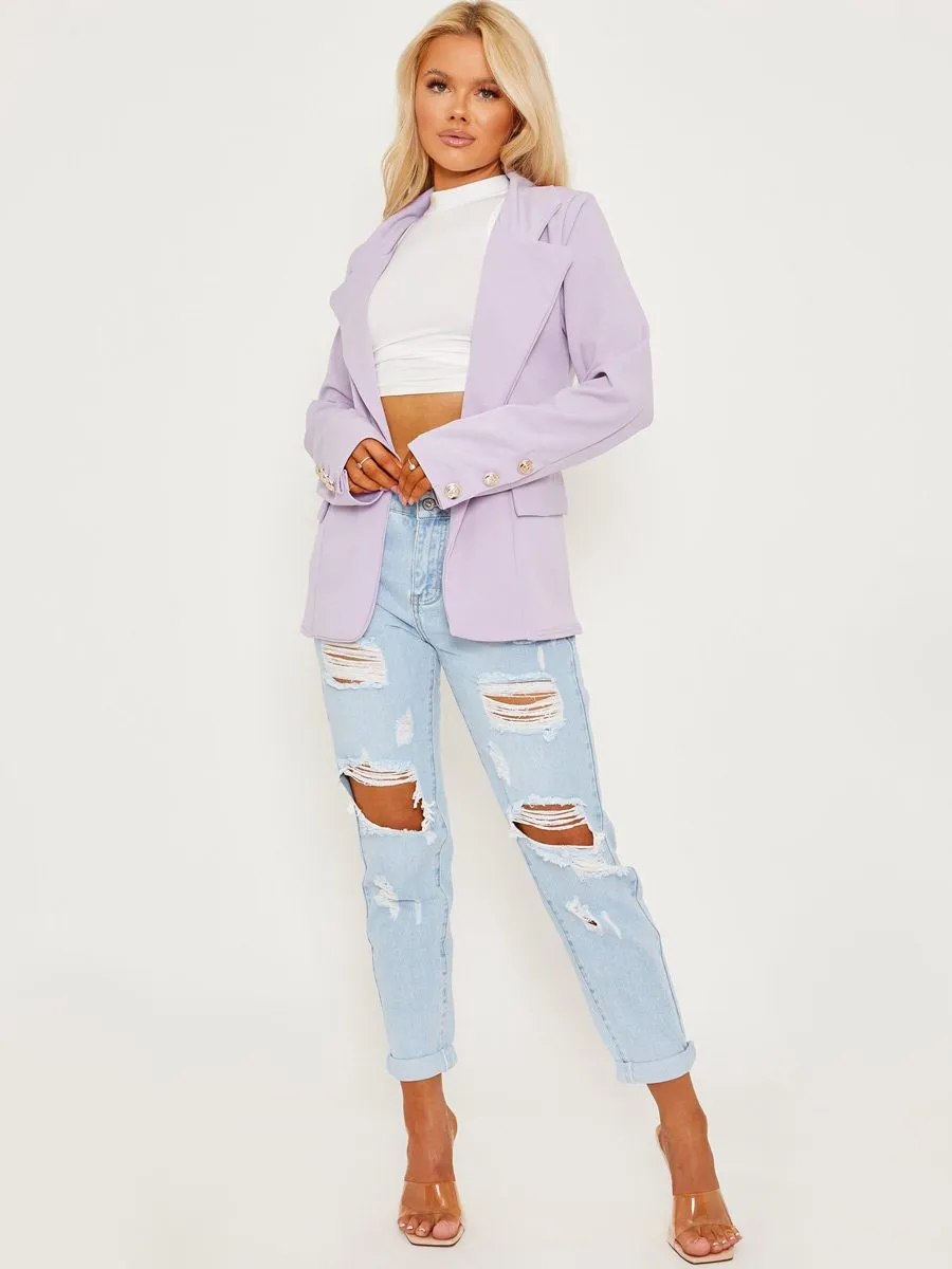 Keith Straight Fit Single Button Blazer In Lilac