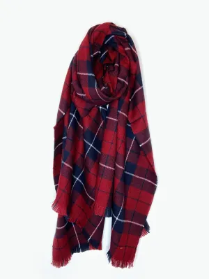 Kensington Oversized Plaid Scarf - Red & Navy