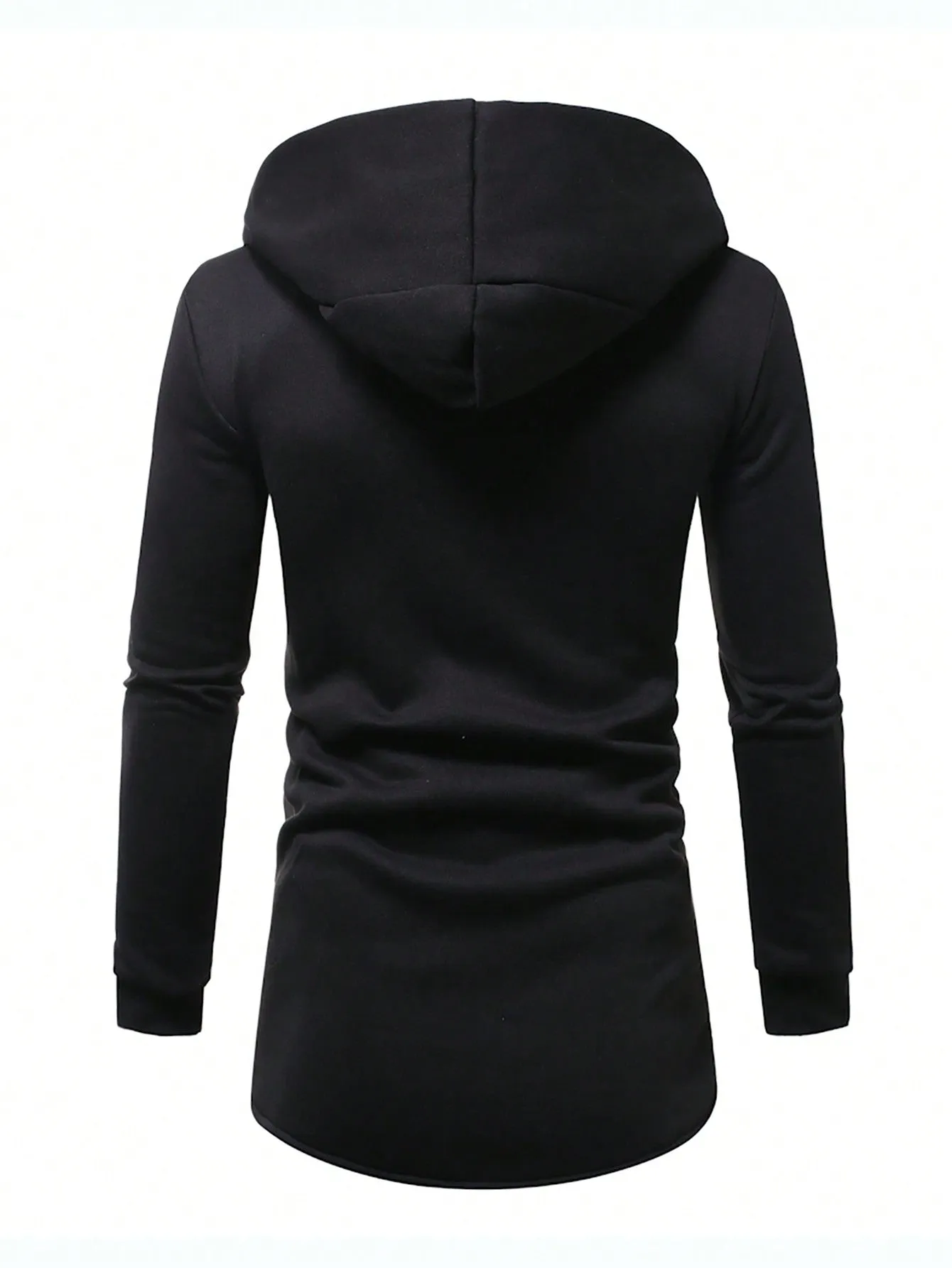 Letter Graphic Open Front Slim Fit Hoodie Coat