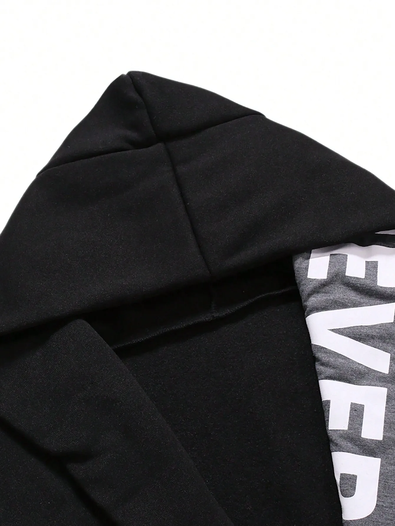 Letter Graphic Open Front Slim Fit Hoodie Coat