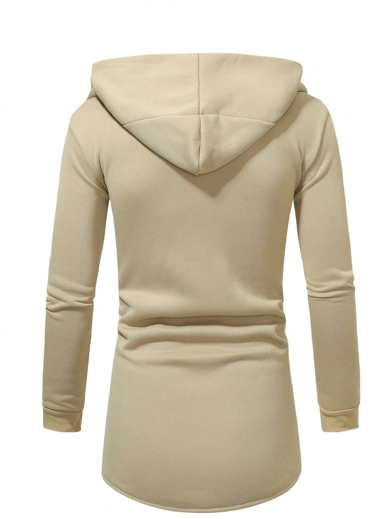 Letter Graphic Open Front Slim Fit Hoodie Coat