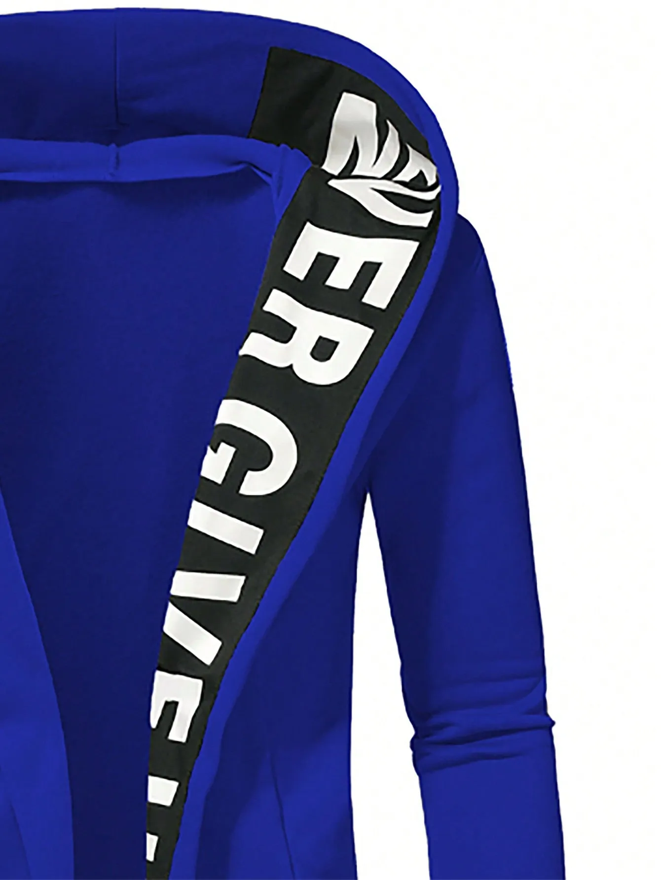 Letter Graphic Open Front Slim Fit Hoodie Coat