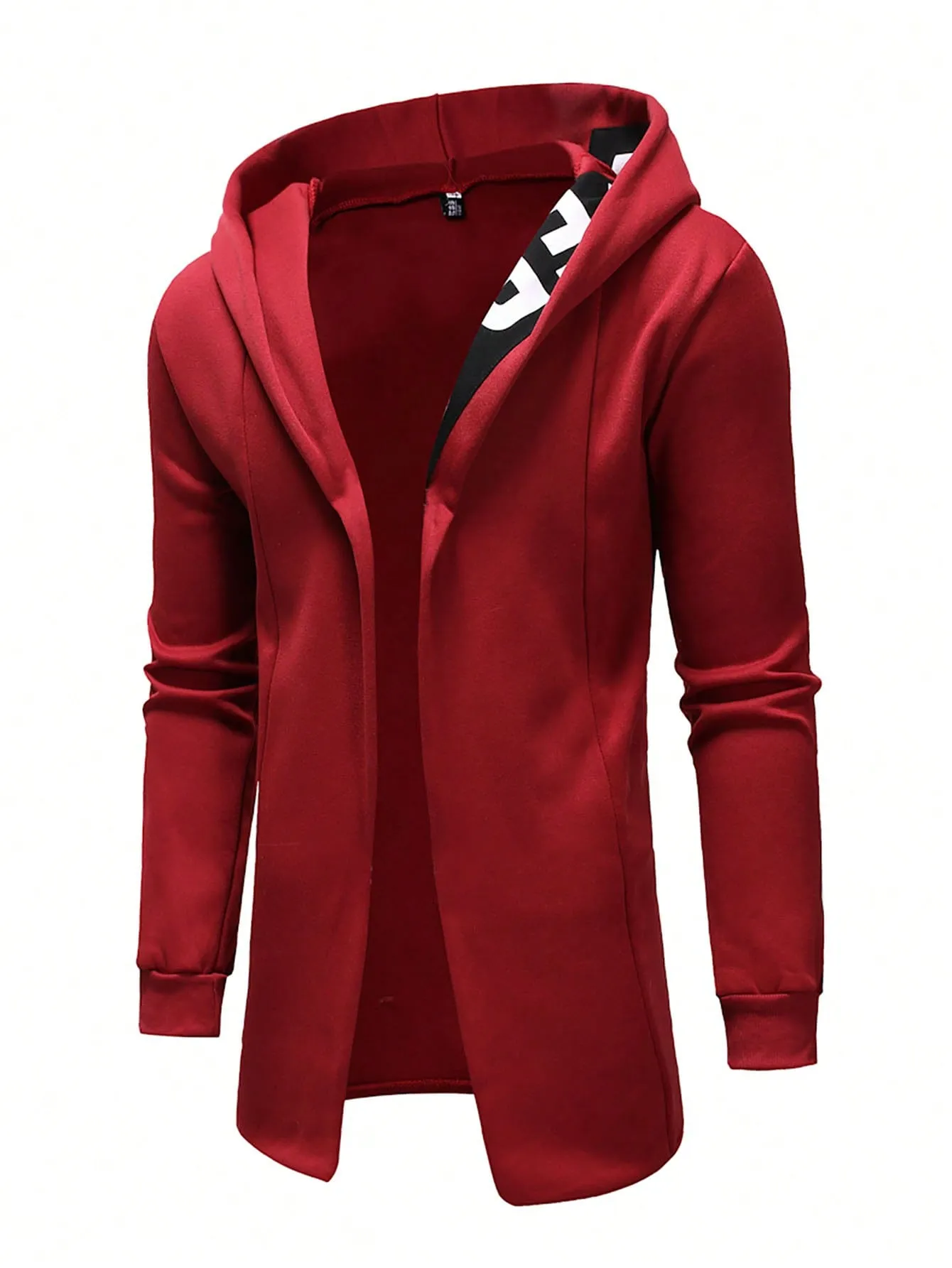 Letter Graphic Open Front Slim Fit Hoodie Coat