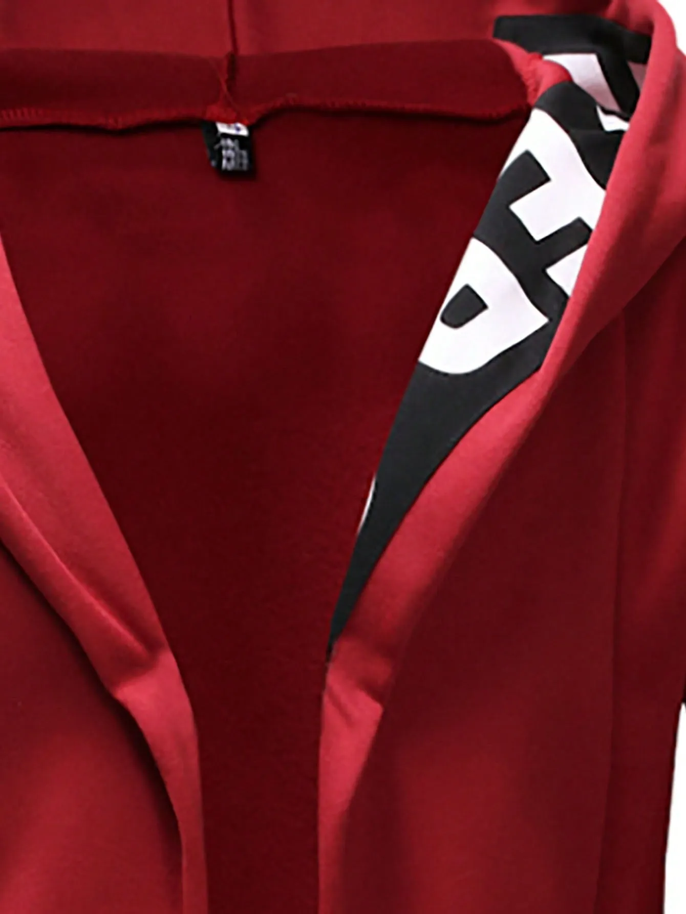 Letter Graphic Open Front Slim Fit Hoodie Coat