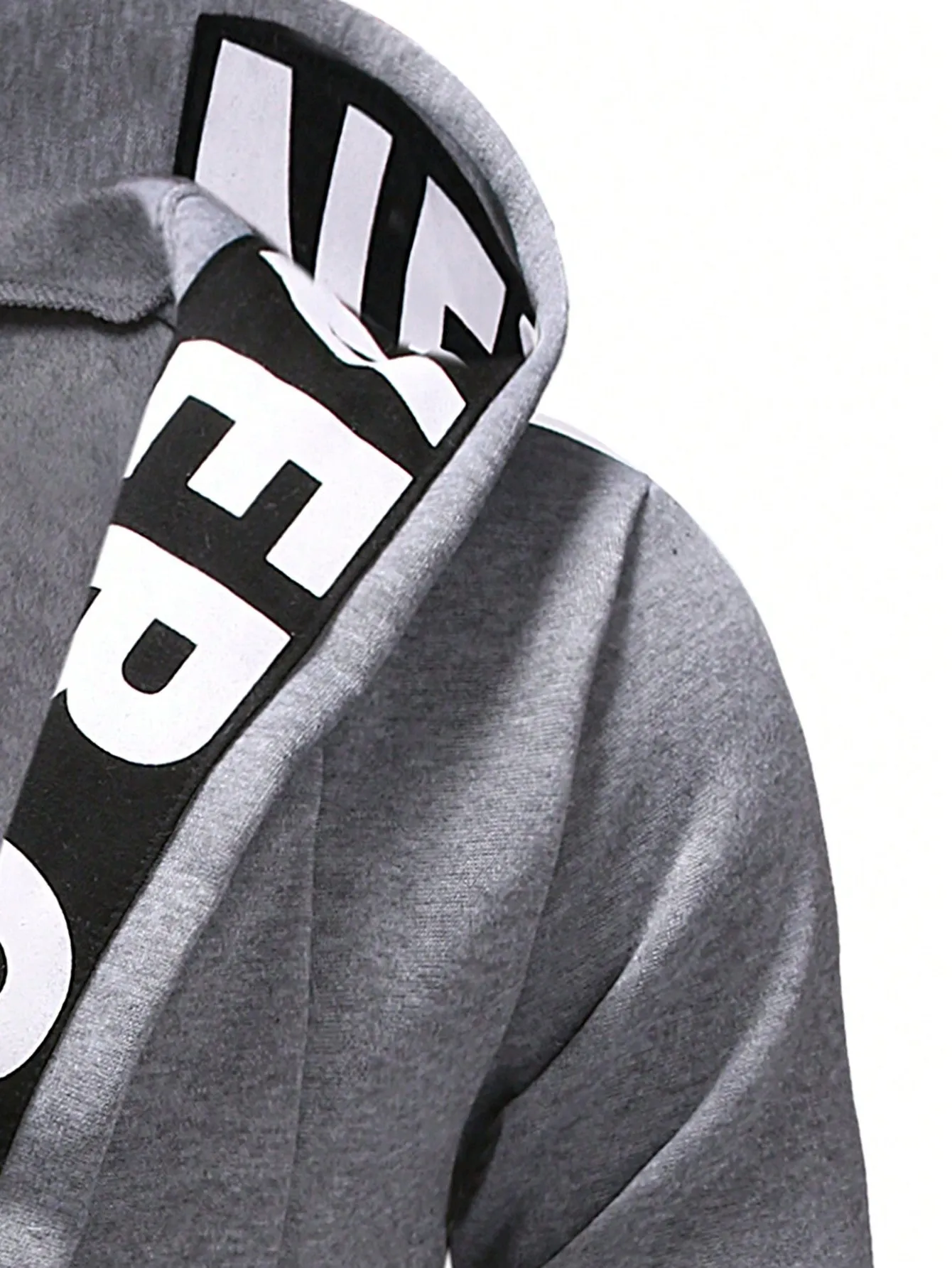 Letter Graphic Open Front Slim Fit Hoodie Coat