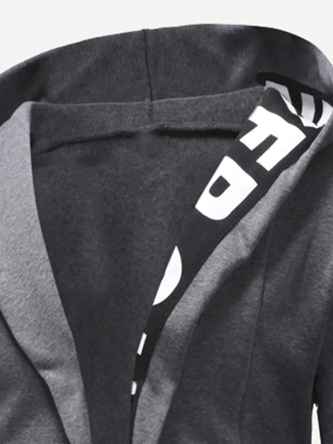 Letter Graphic Open Front Slim Fit Hoodie Coat