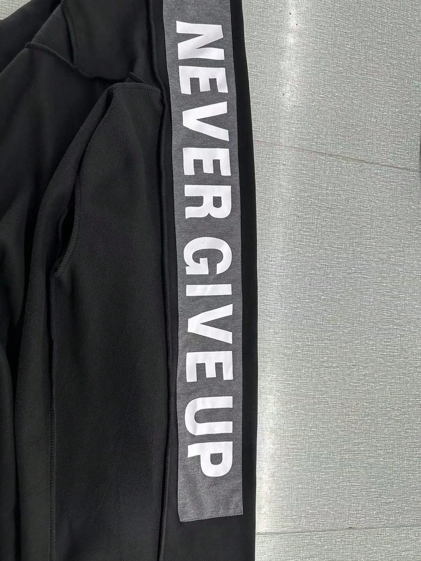Letter Graphic Open Front Slim Fit Hoodie Coat
