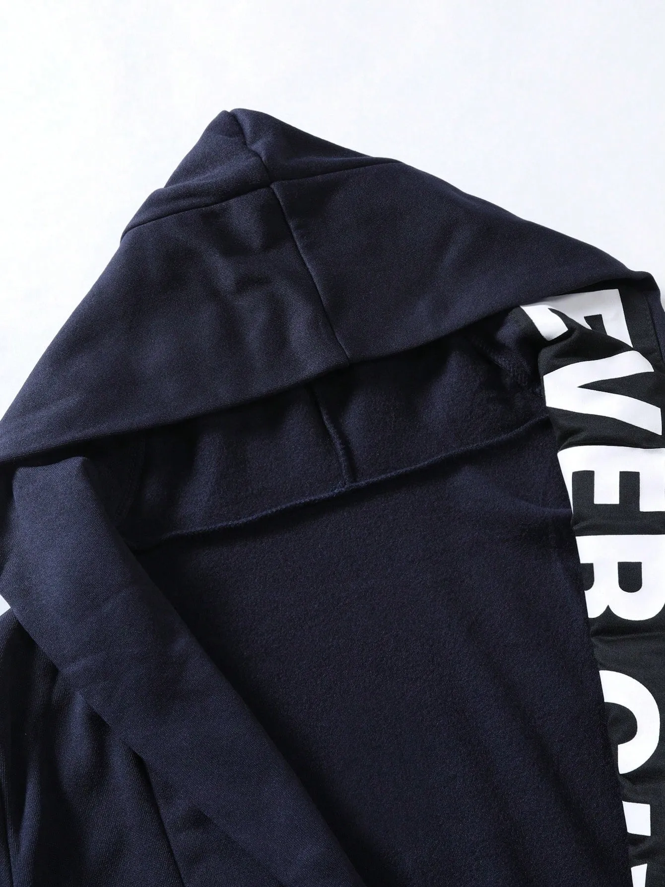 Letter Graphic Open Front Slim Fit Hoodie Coat