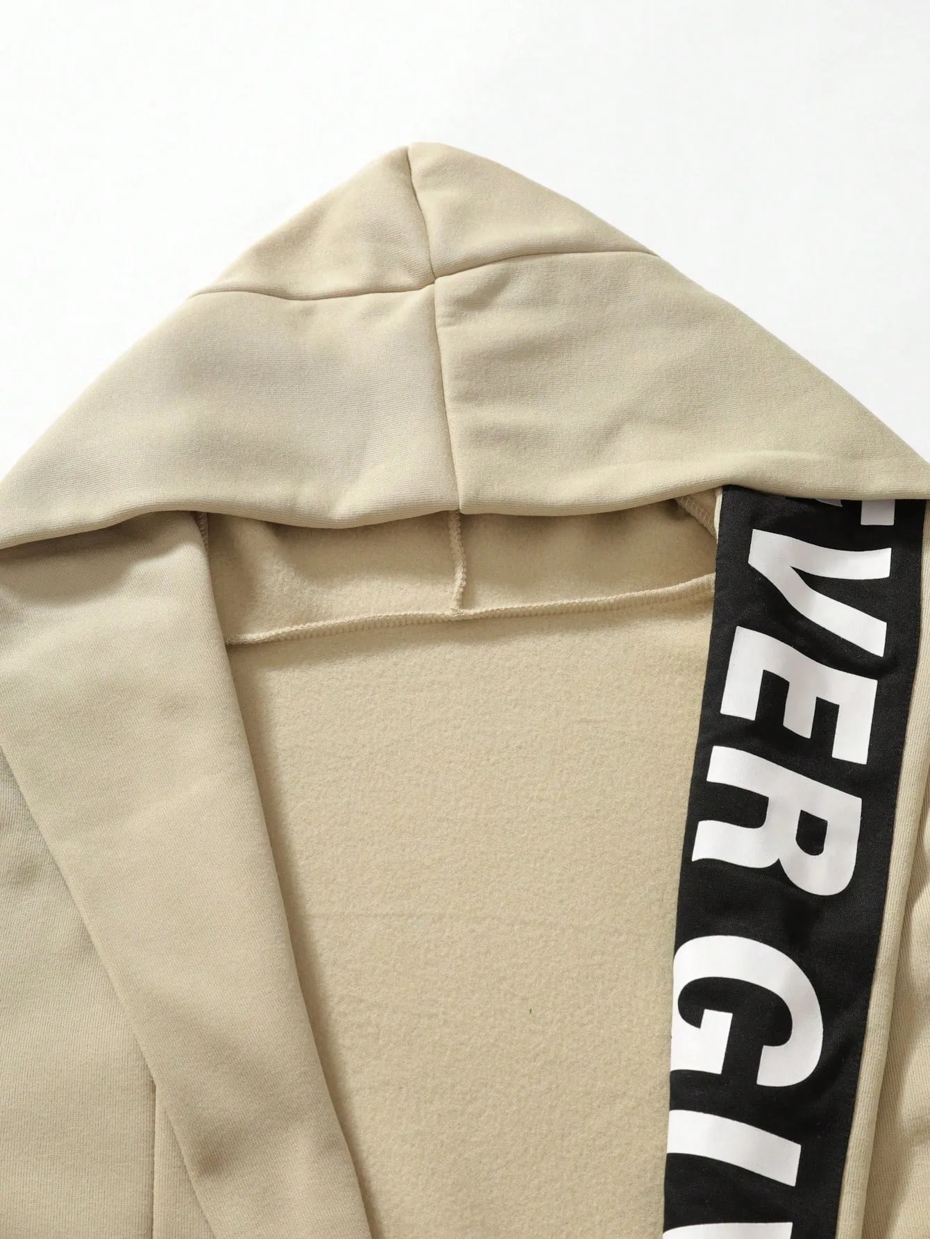 Letter Graphic Open Front Slim Fit Hoodie Coat