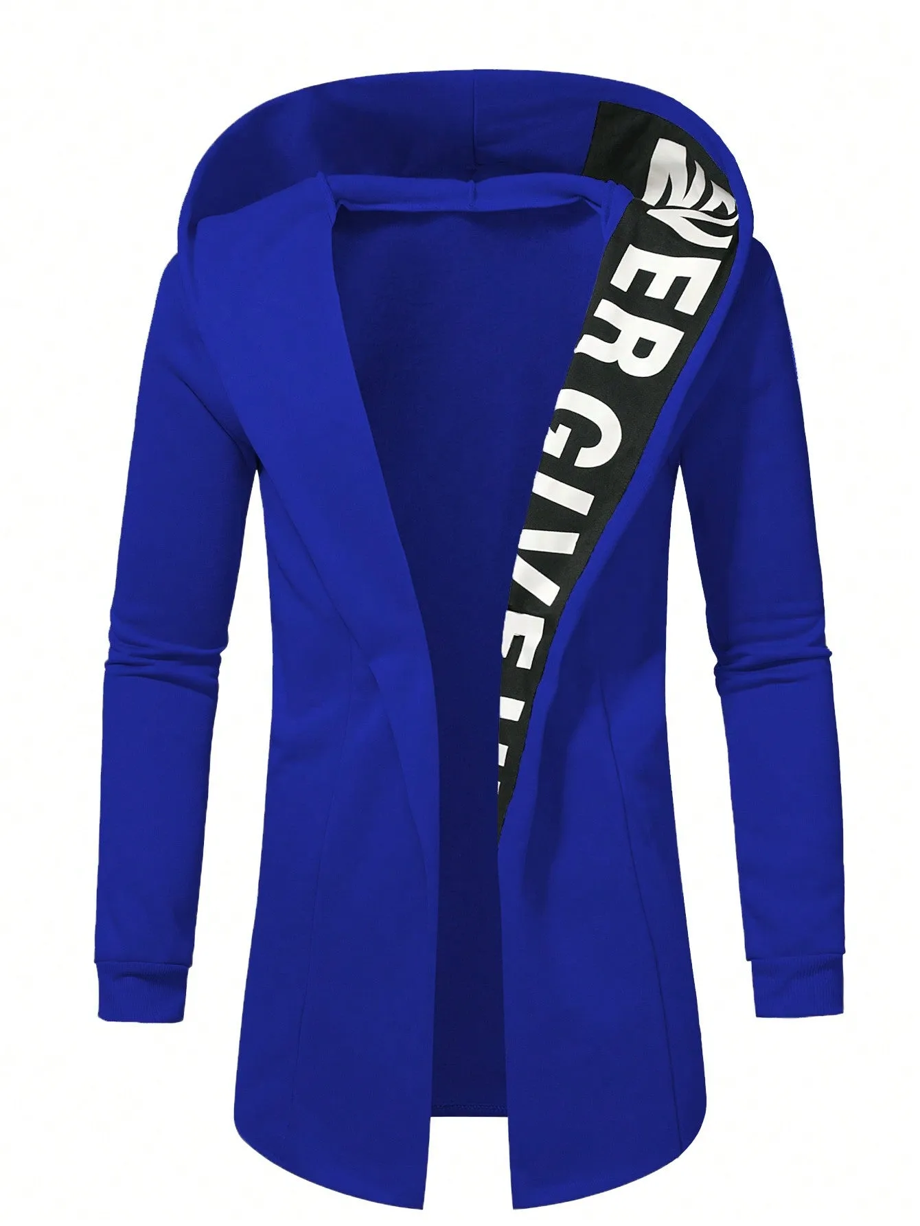 Letter Graphic Open Front Slim Fit Hoodie Coat