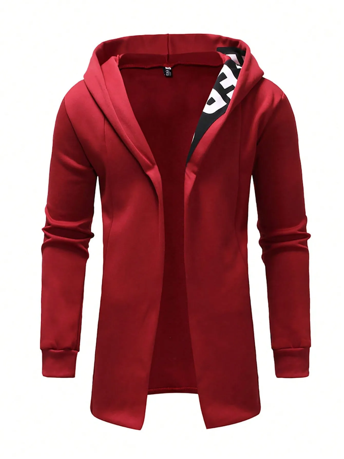 Letter Graphic Open Front Slim Fit Hoodie Coat