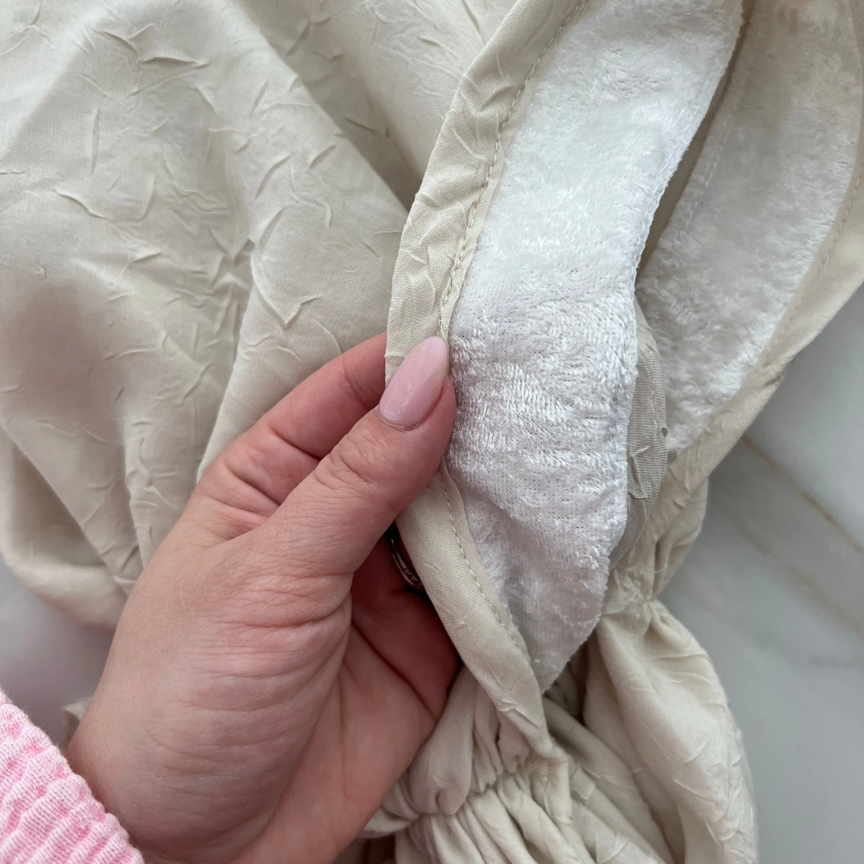 Light Cream Bamboo Pre-Tied Scarf