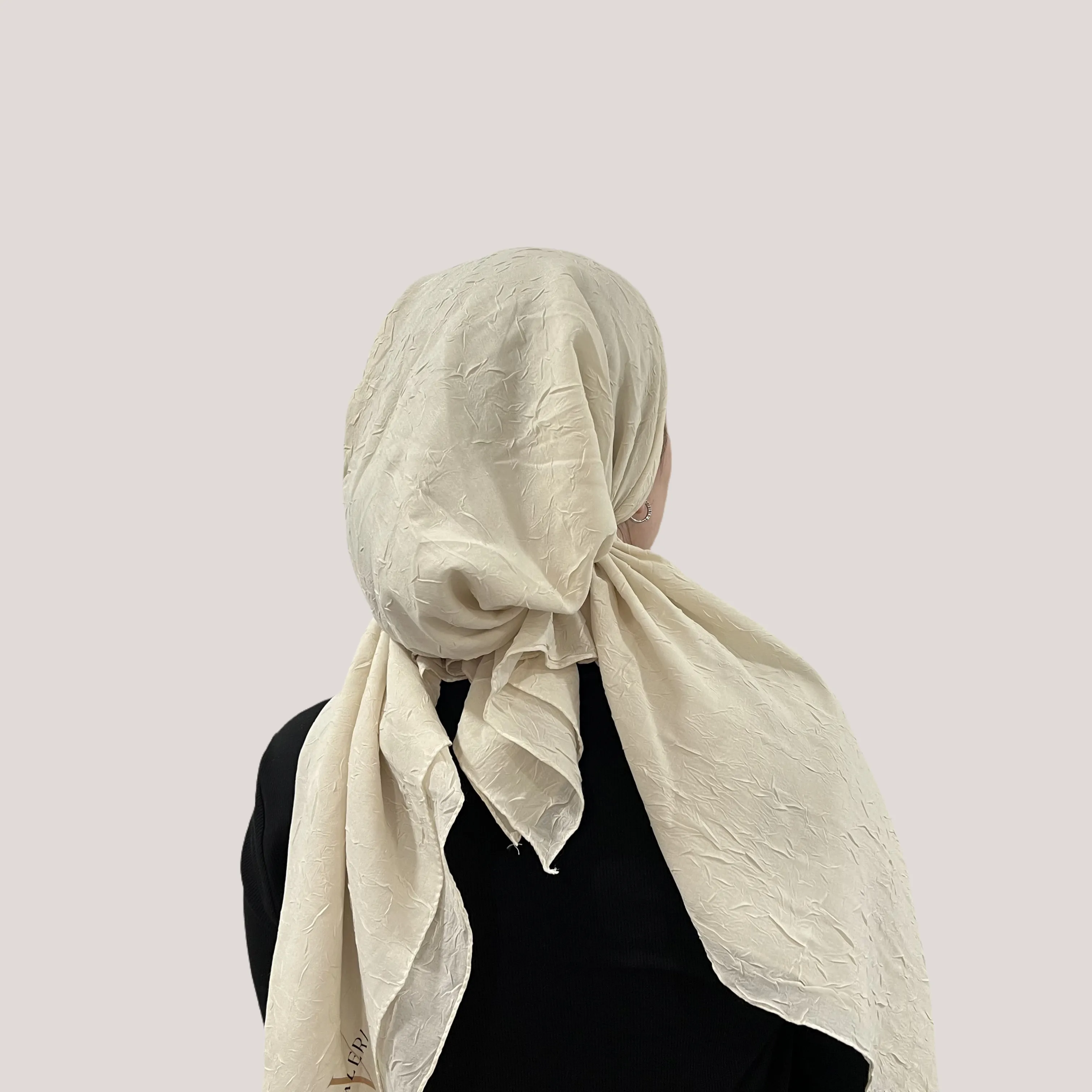 Light Cream Bamboo Pre-Tied Scarf