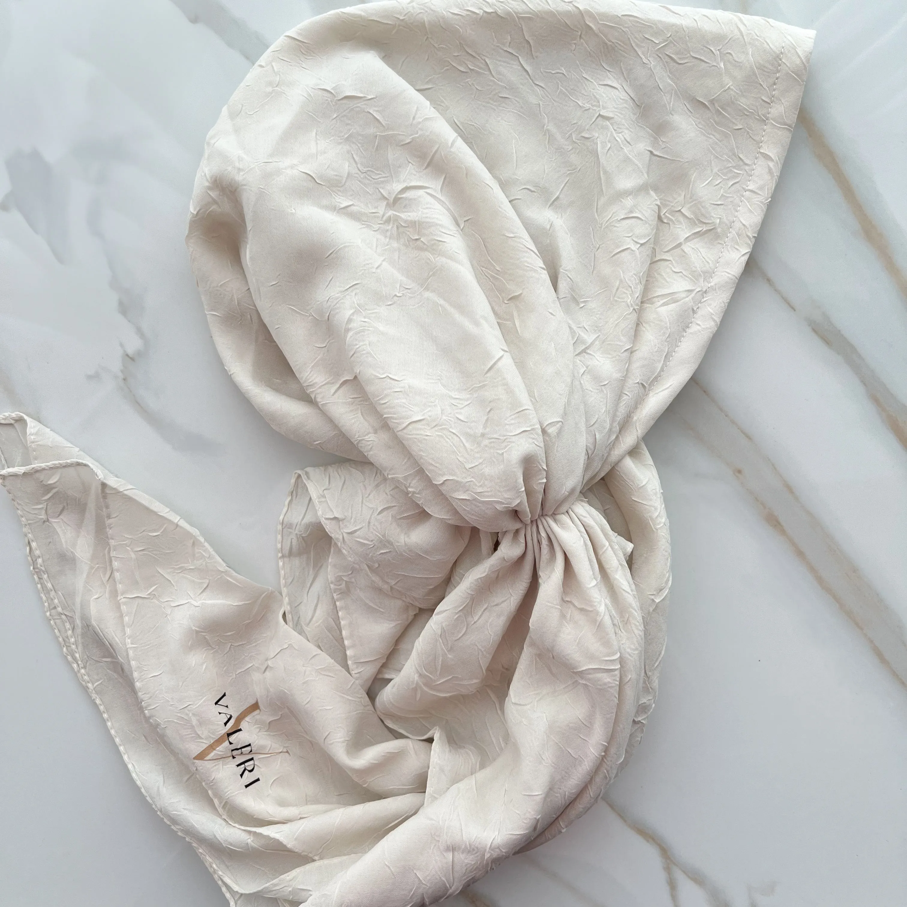 Light Cream Bamboo Pre-Tied Scarf