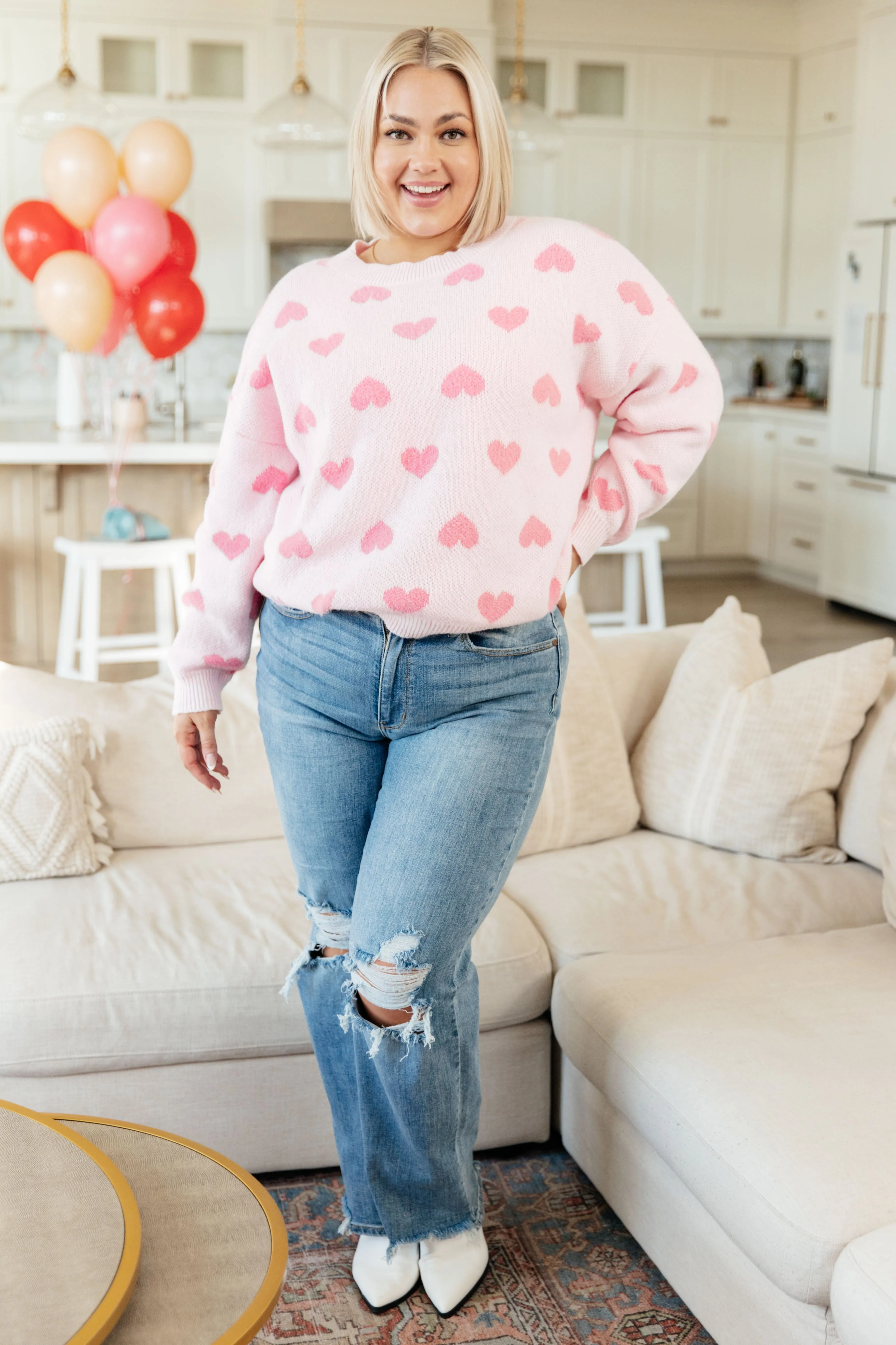 Love Me More Heart Knit Sweater