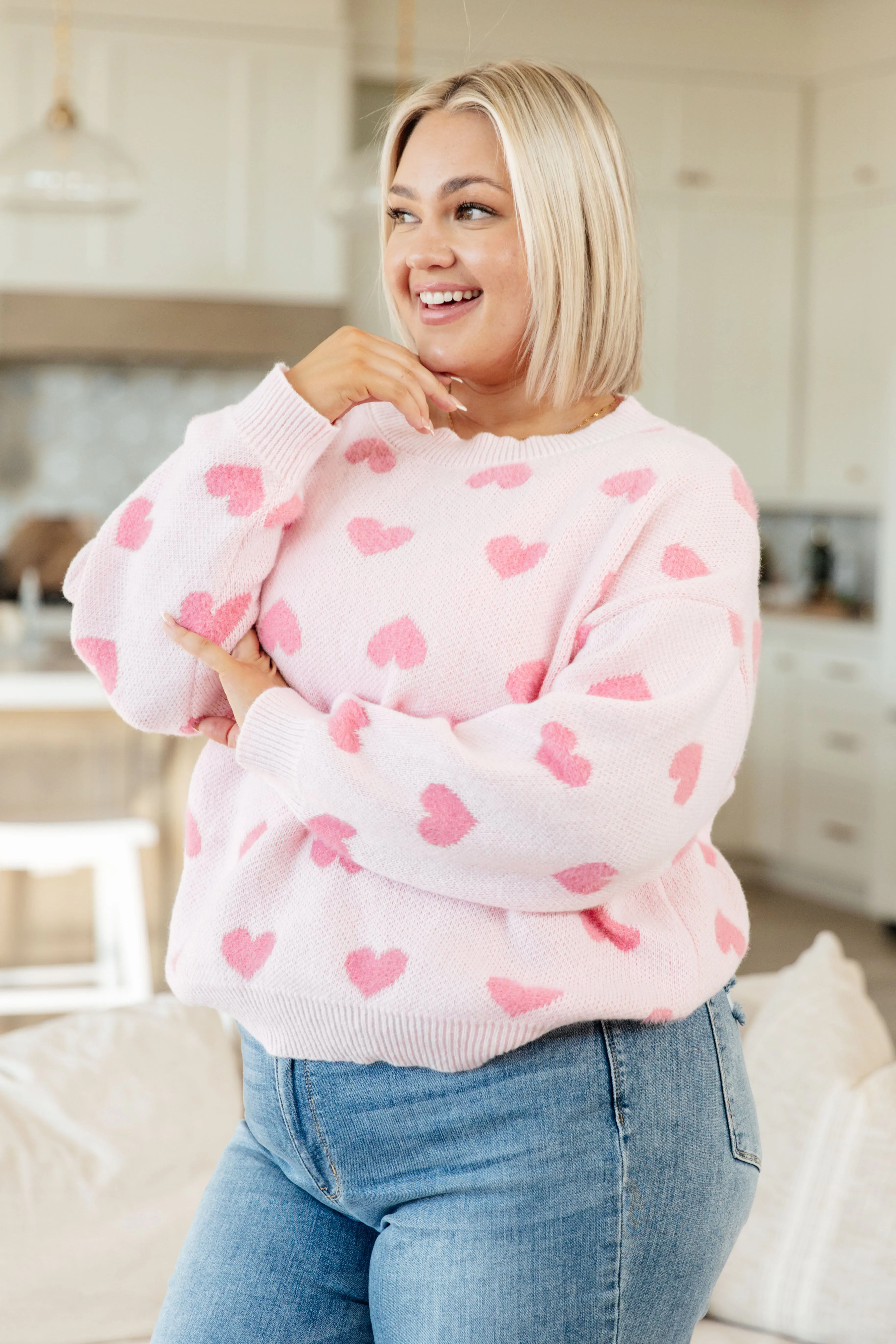 Love Me More Heart Knit Sweater