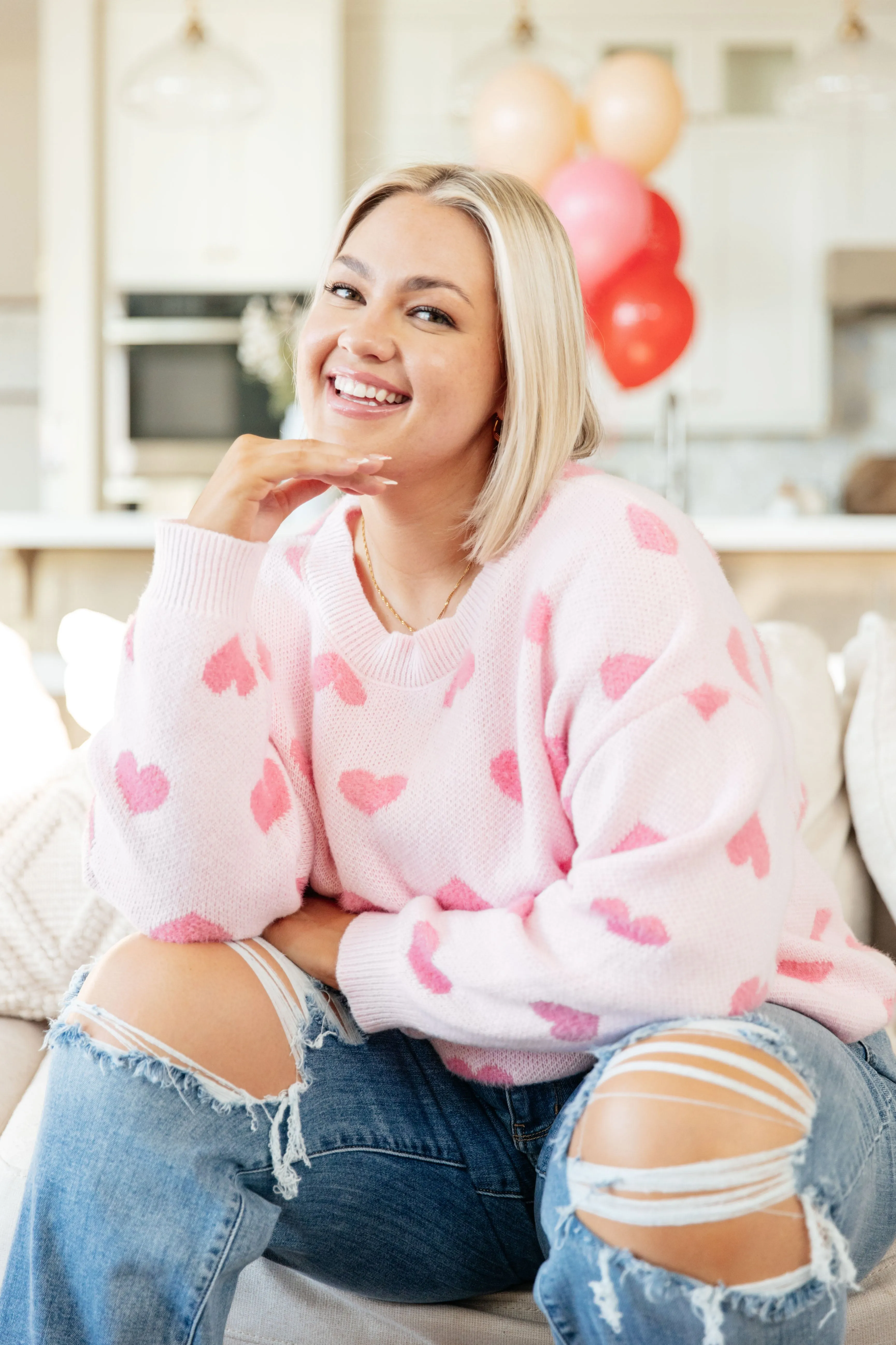 Love Me More Heart Knit Sweater