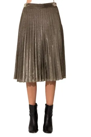 Lurex Fabric Pleated Midi Skirt