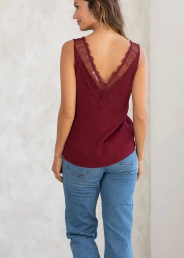 Merlot Lace Tank Top