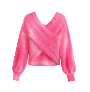 Mohair Knit Wrap Sweater