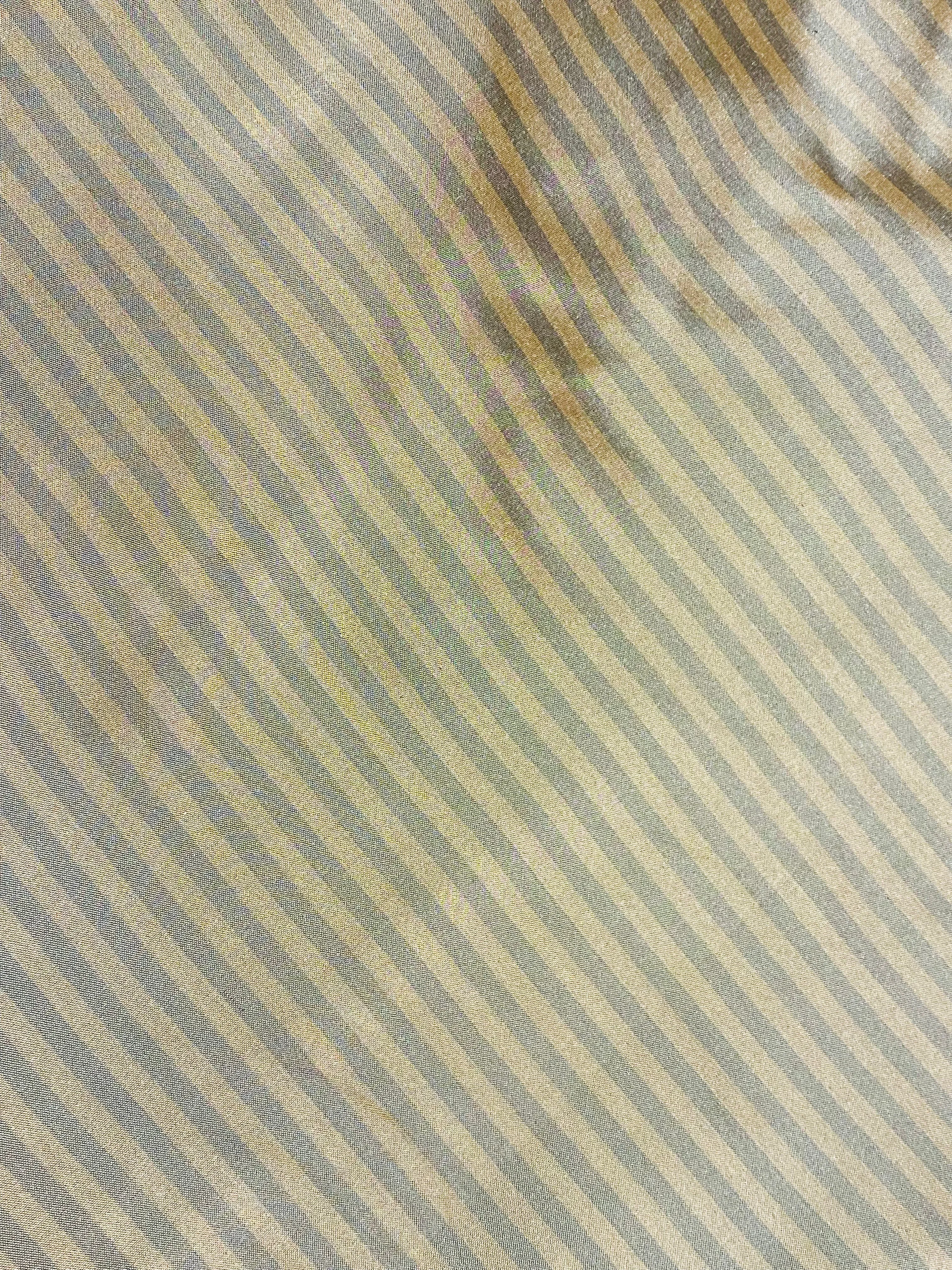 NEW Prince Derek 100% Silk Taffeta 1/4” Stripe Fabric - Grey and Gold