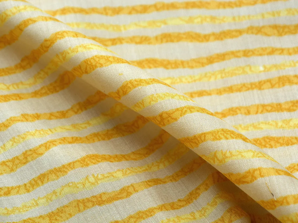 Pale Yellow & Golden Stripes Soft Cotton Muslin Fabric
