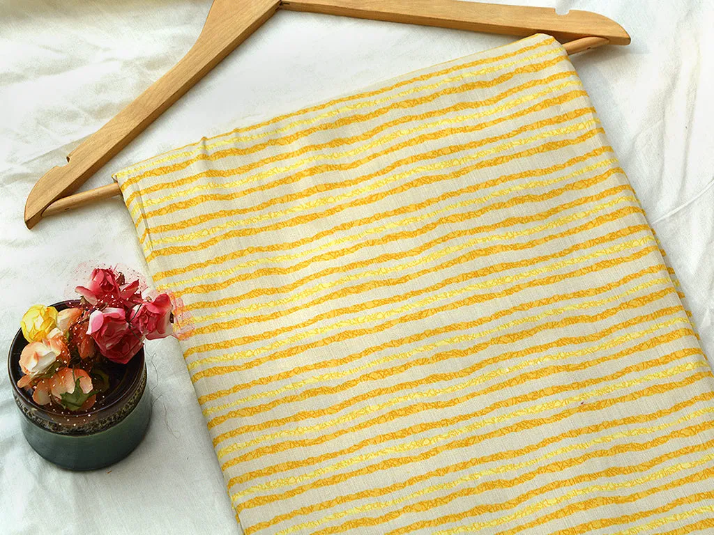 Pale Yellow & Golden Stripes Soft Cotton Muslin Fabric