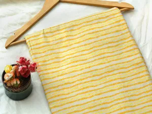 Pale Yellow & Golden Stripes Soft Cotton Muslin Fabric