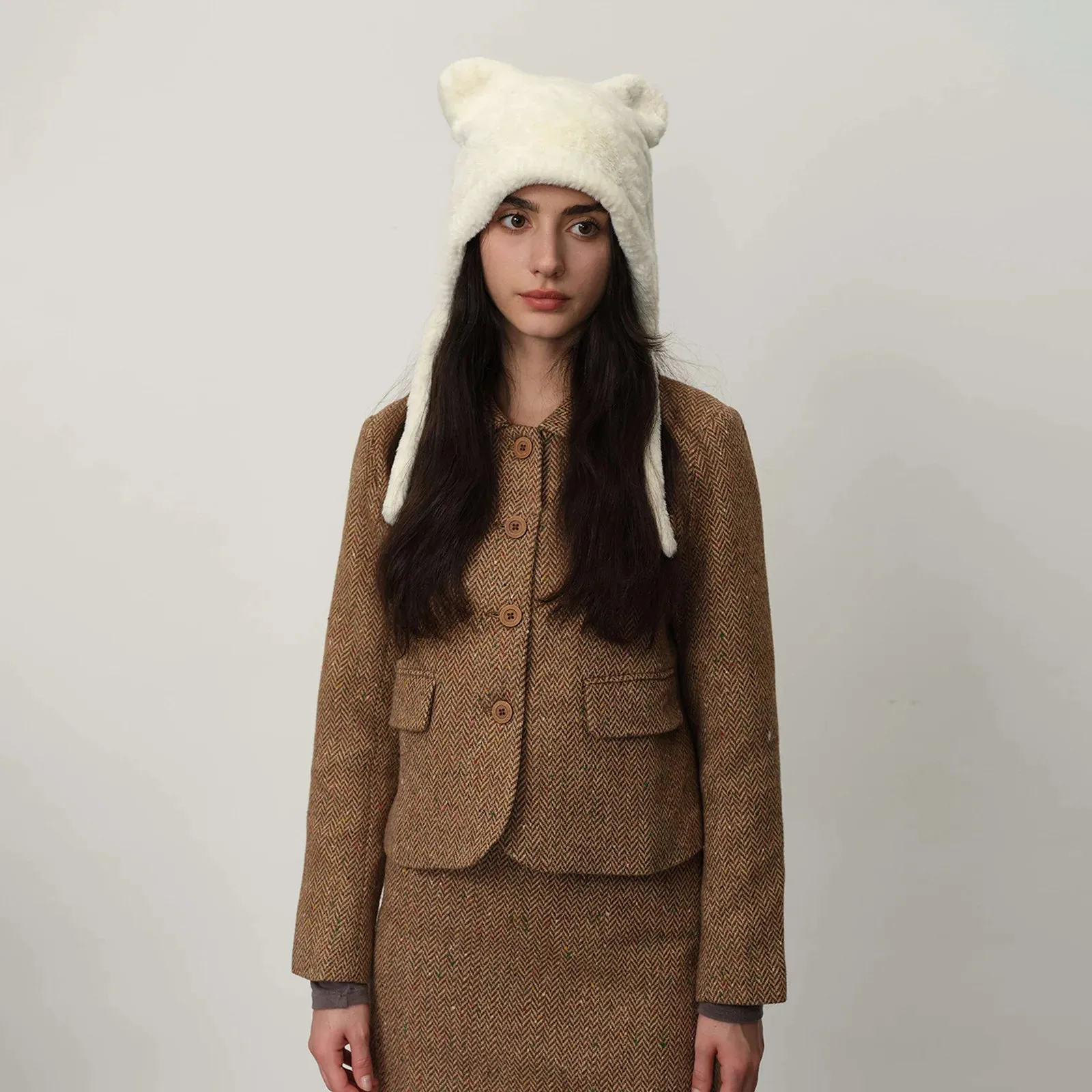 Personality Plush Cute Warm Knitted Winter Ear Protection Hat