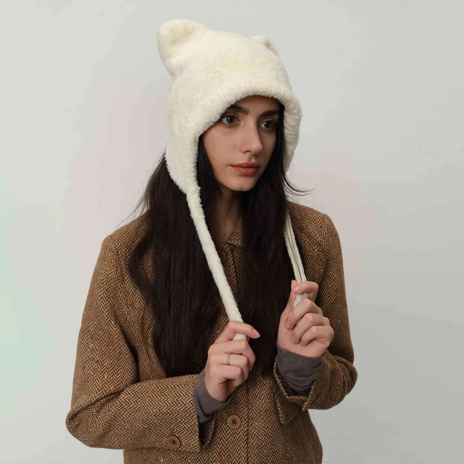 Personality Plush Cute Warm Knitted Winter Ear Protection Hat
