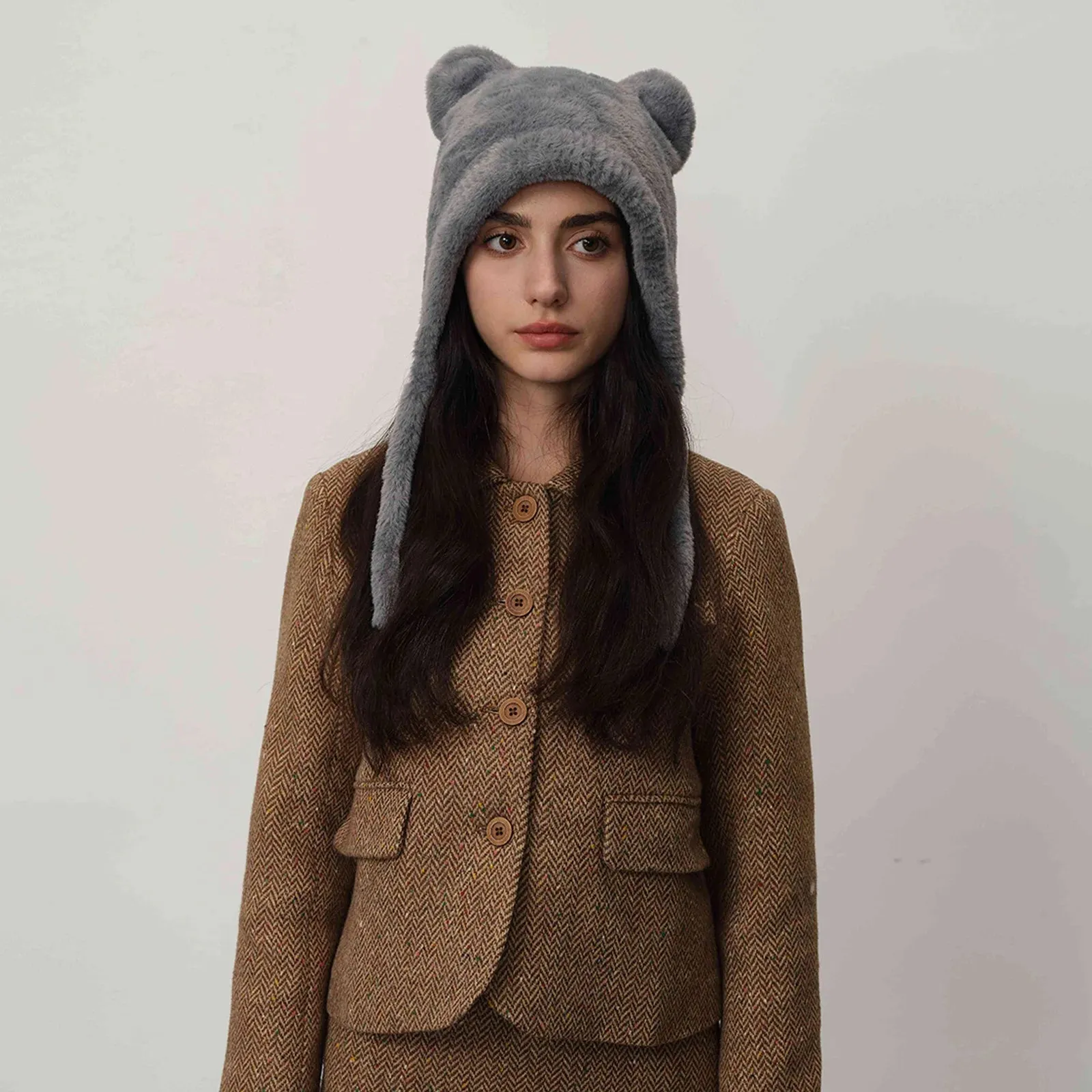 Personality Plush Cute Warm Knitted Winter Ear Protection Hat