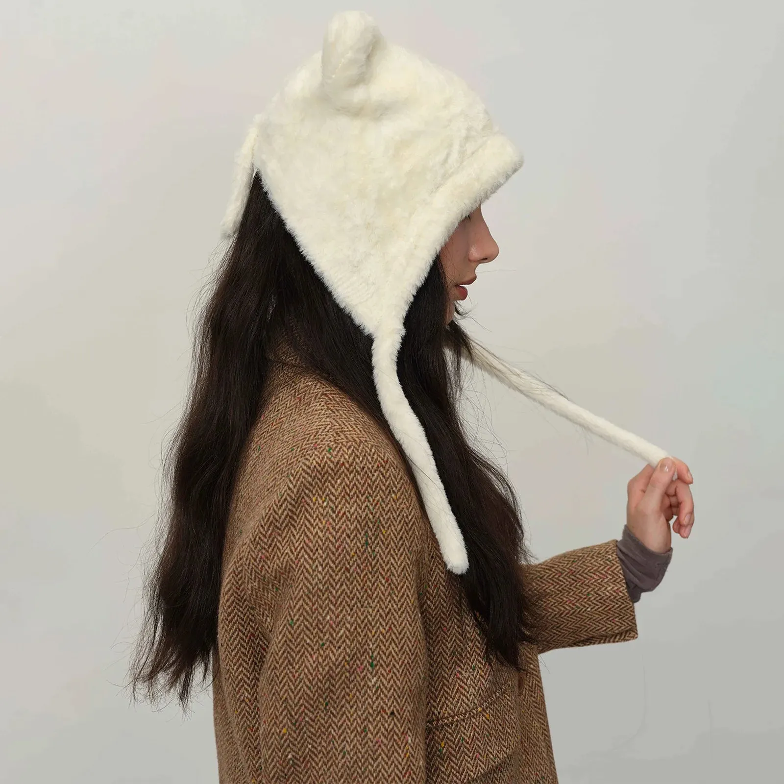 Personality Plush Cute Warm Knitted Winter Ear Protection Hat