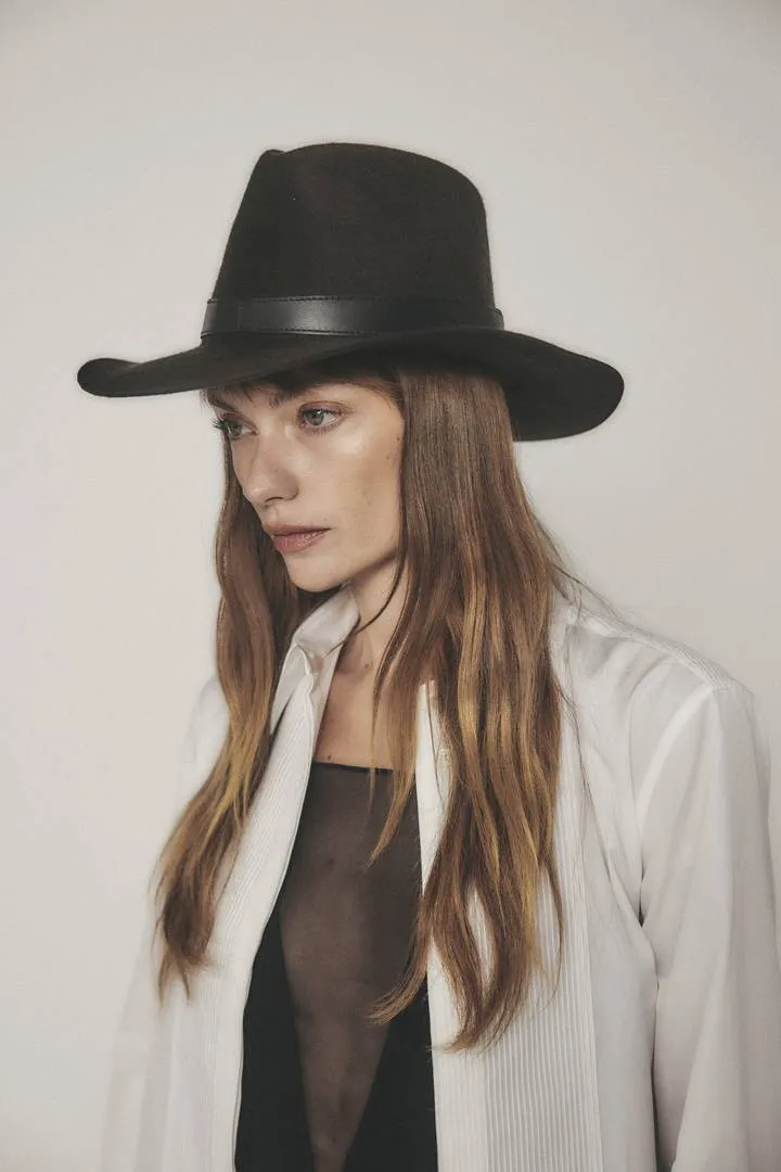 Raleigh Wool Hat in Dark Brown