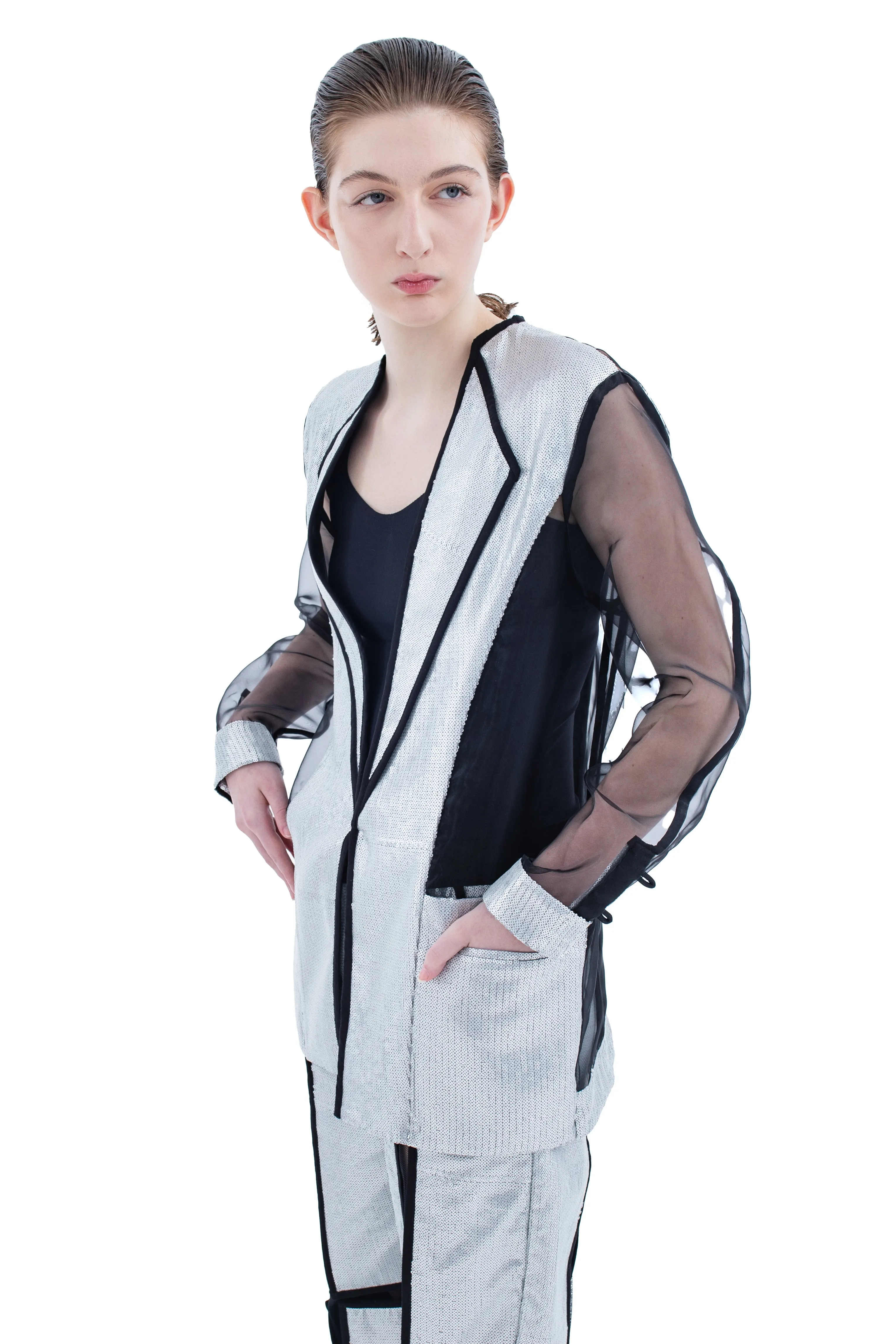 RUN(A)WAY RUN(A)WAY SEMI-SHEER OVERSIZED SEQUINS BLAZER