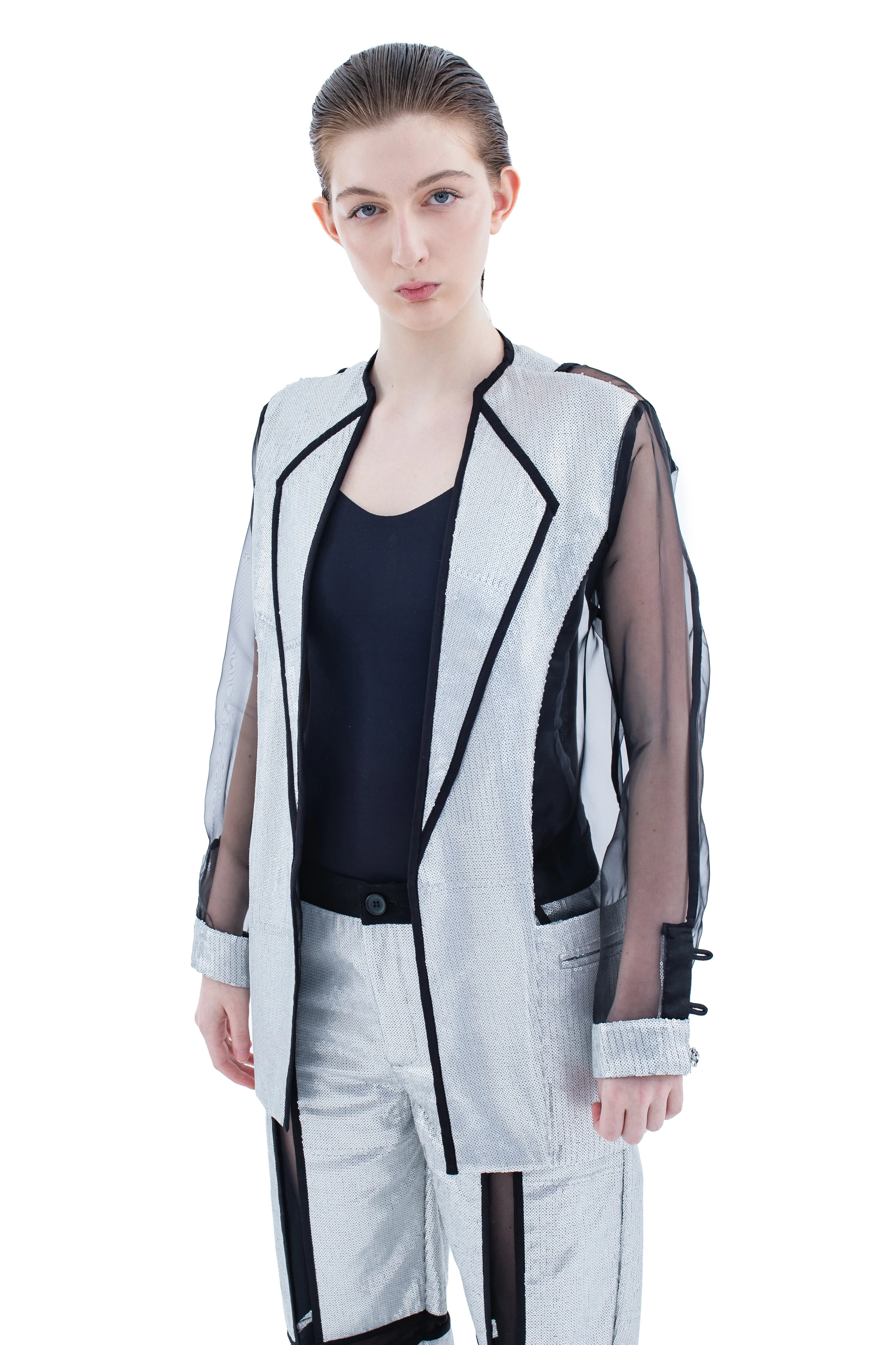 RUN(A)WAY RUN(A)WAY SEMI-SHEER OVERSIZED SEQUINS BLAZER
