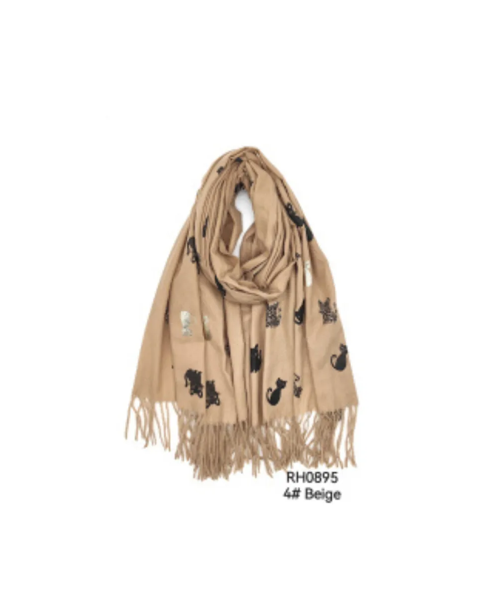 SCARVES WITH CAT DESIGN 100% COTTON