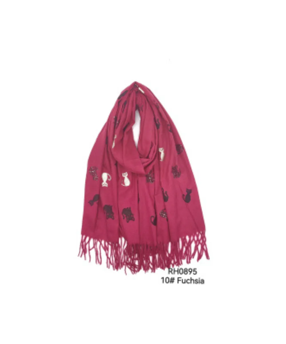 SCARVES WITH CAT DESIGN 100% COTTON