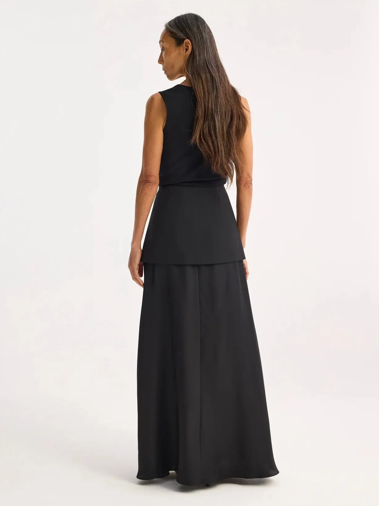 Skirt With Integrated Fluid Silk Part - Black