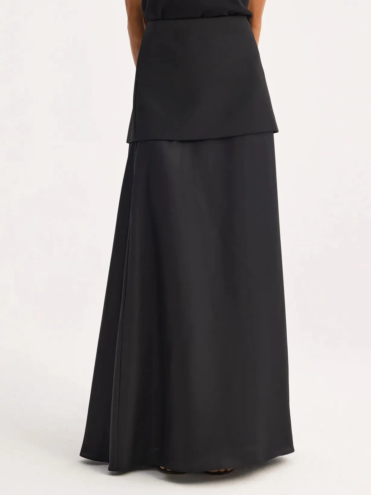 Skirt With Integrated Fluid Silk Part - Black