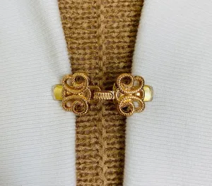 Sweater Clips Gold Scroll Cardigan Clasp Sweater Clip Cosplay Celtic Clasps Cloak Clips Sweater Pins Gift for Mom Gifts for Her by Fabulici