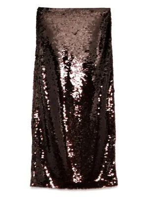 Sylkie Skirt with Paillettes in Hot Fudge