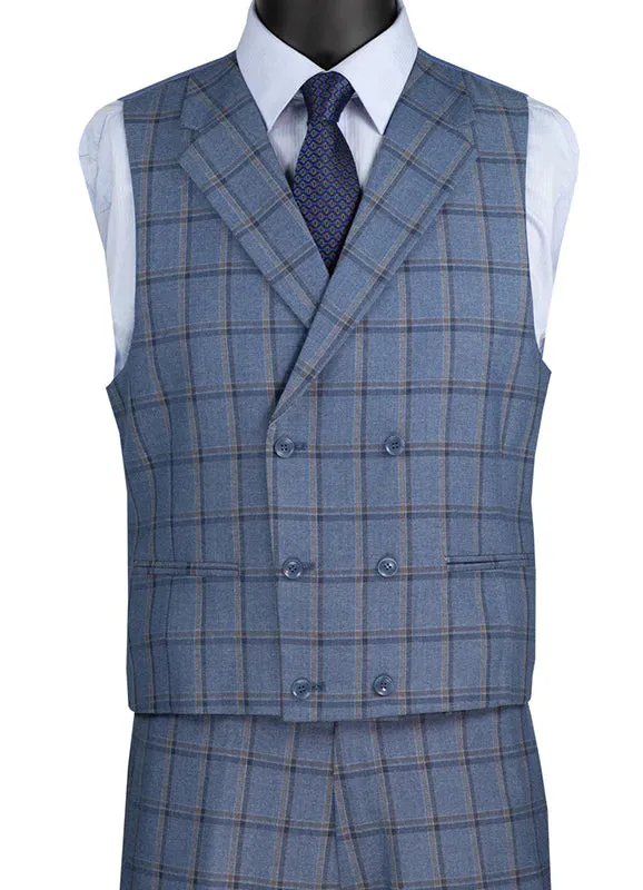 Tessori Collection - Modern Fit Windowpane Suit 3 Piece in Slate