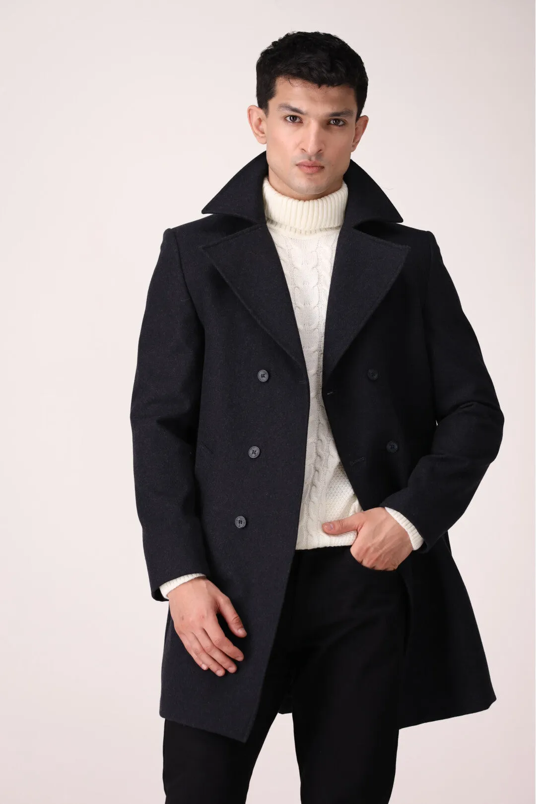 TEXTURED LONG COAT SLIM FIT