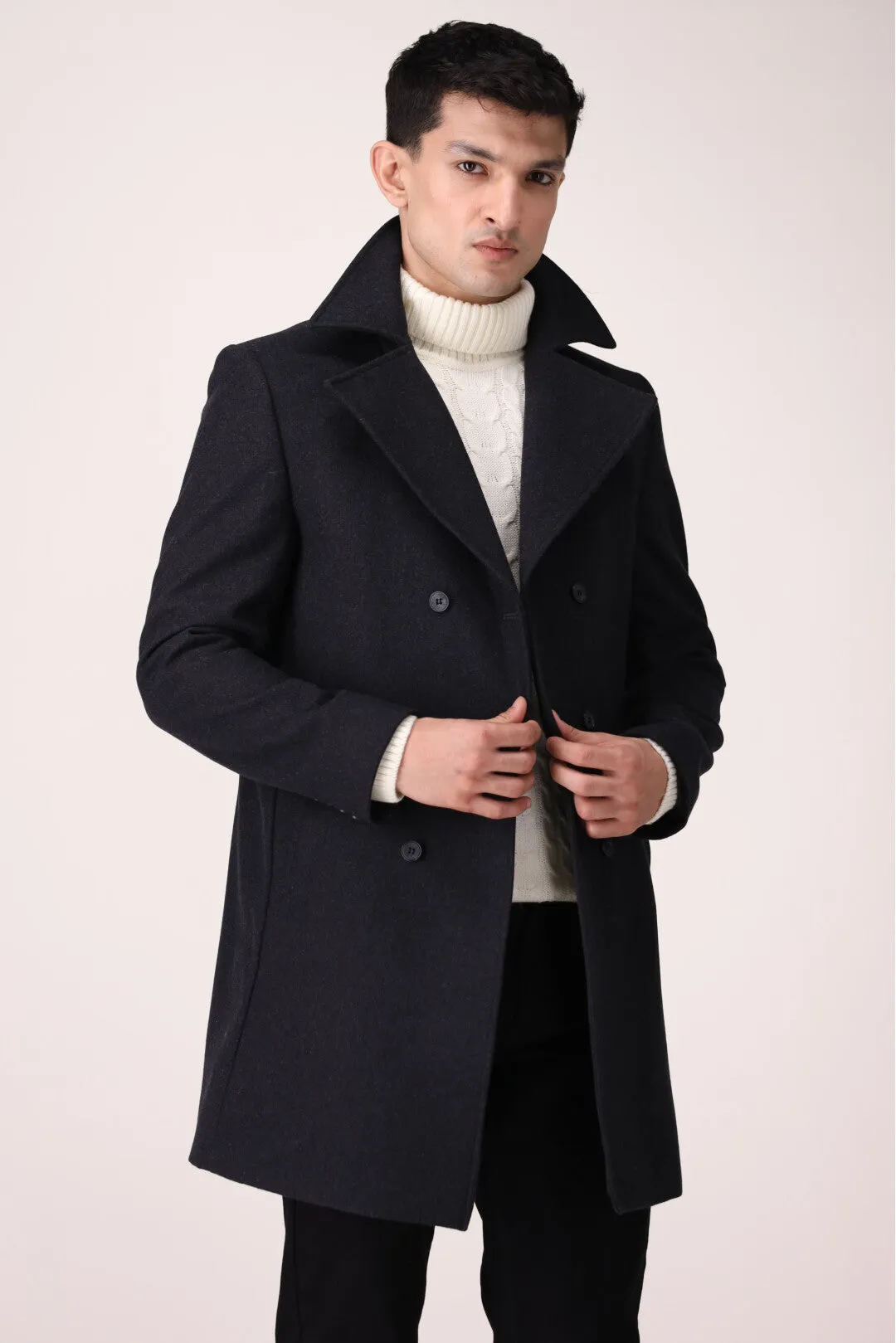 TEXTURED LONG COAT SLIM FIT