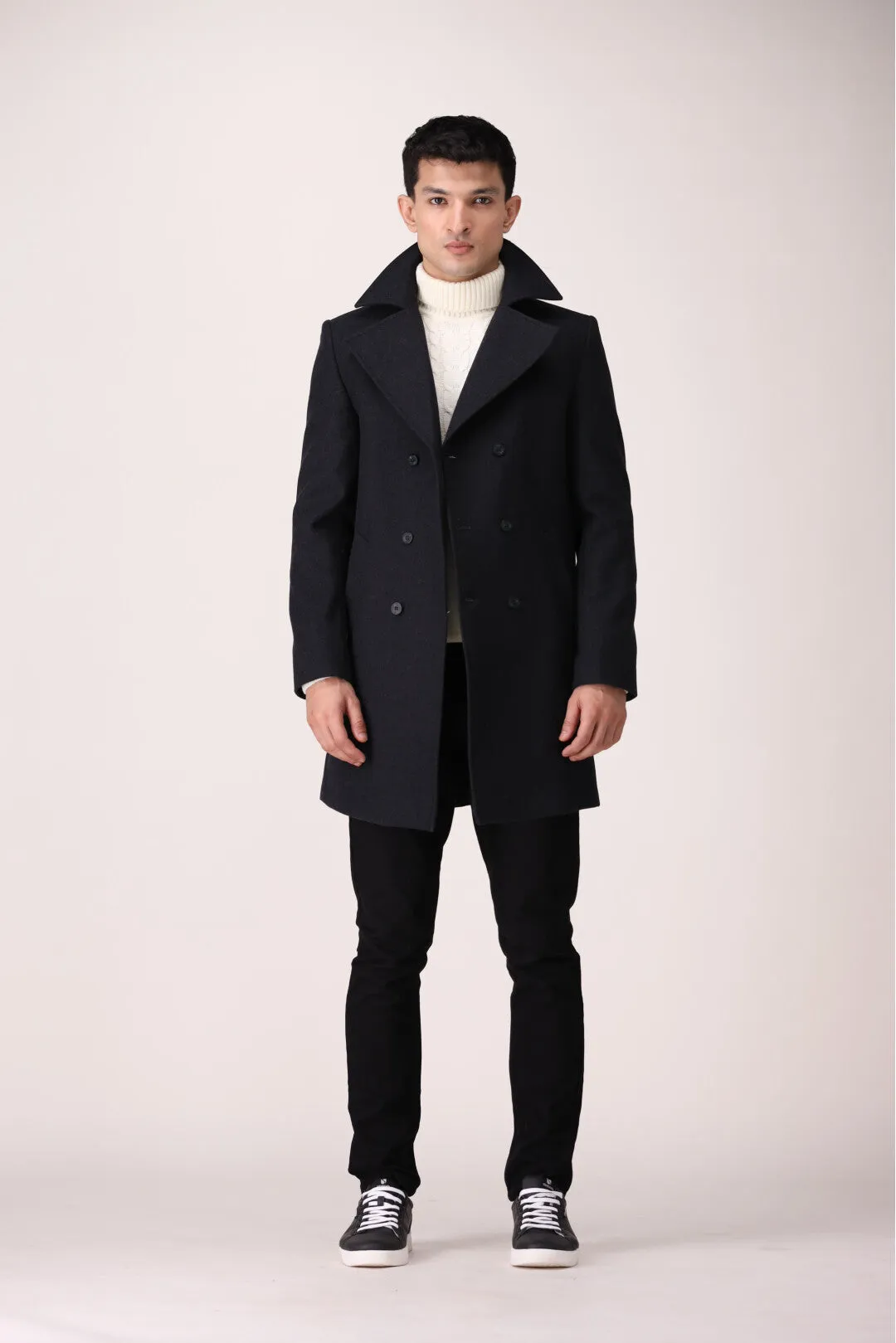 TEXTURED LONG COAT SLIM FIT
