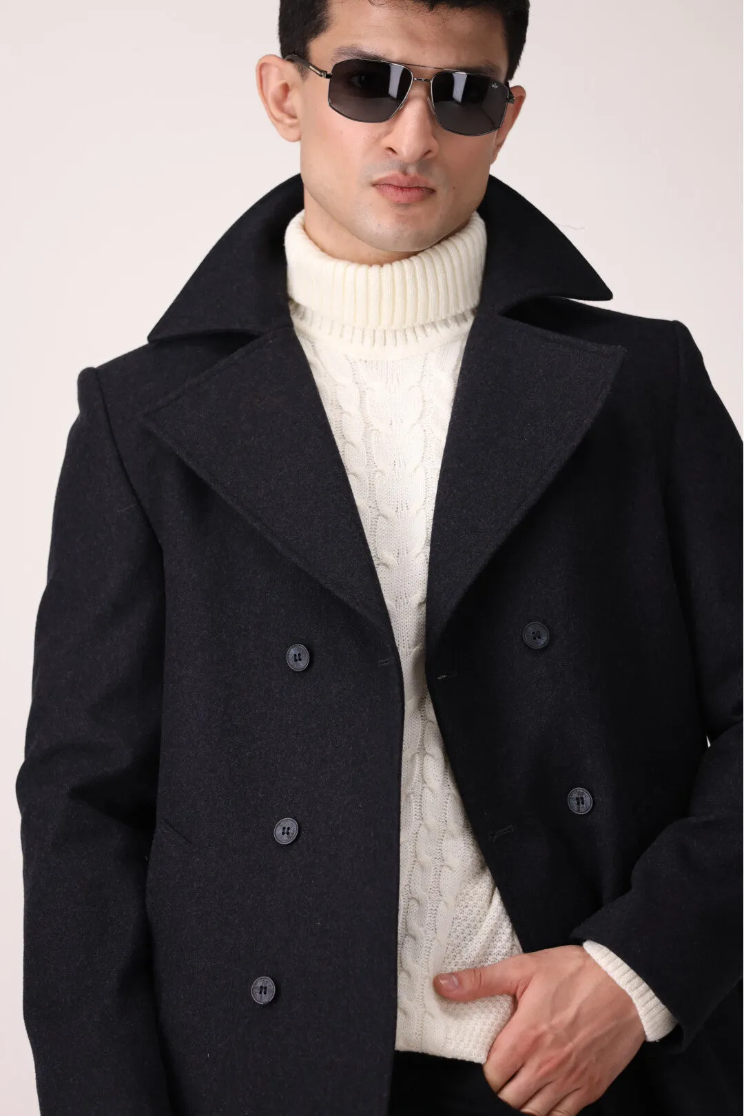 TEXTURED LONG COAT SLIM FIT