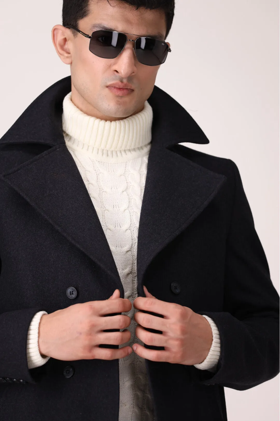TEXTURED LONG COAT SLIM FIT