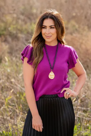 Thick Ribbed Ruffle Knit Tee