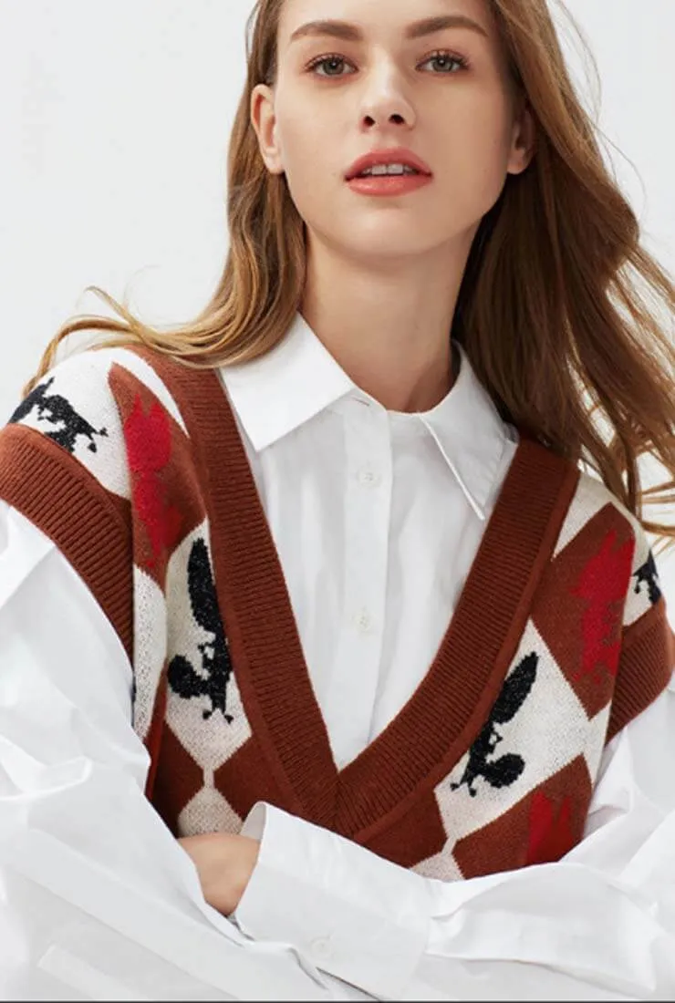 V-neck Sleeveless Pullovers Vest Sweater