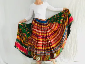 Vintage Rabari Skirt. Hand Embroidered. Silk & Cotton